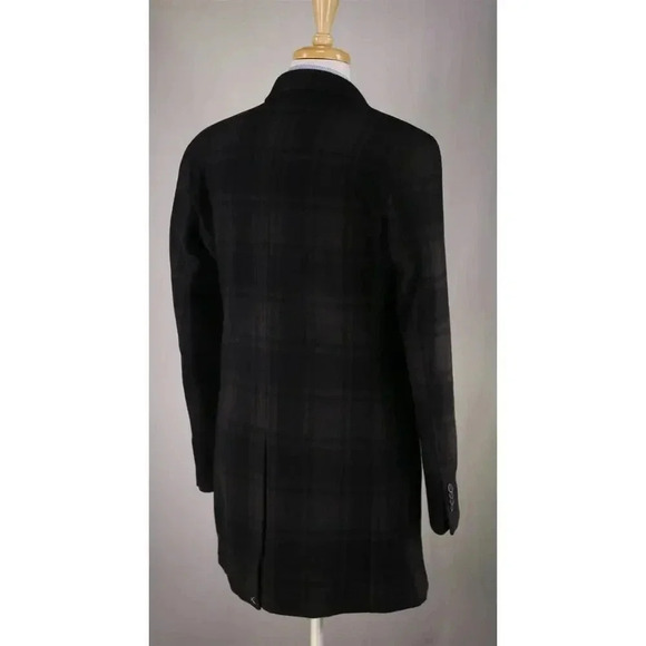 Trussardi Brown/Black Check Wool Flannel 3-Btn Slim Fit Overcoat 38 New! - Picture 8 of 13